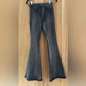 POL Black Flare Leg Jeans with side zipper